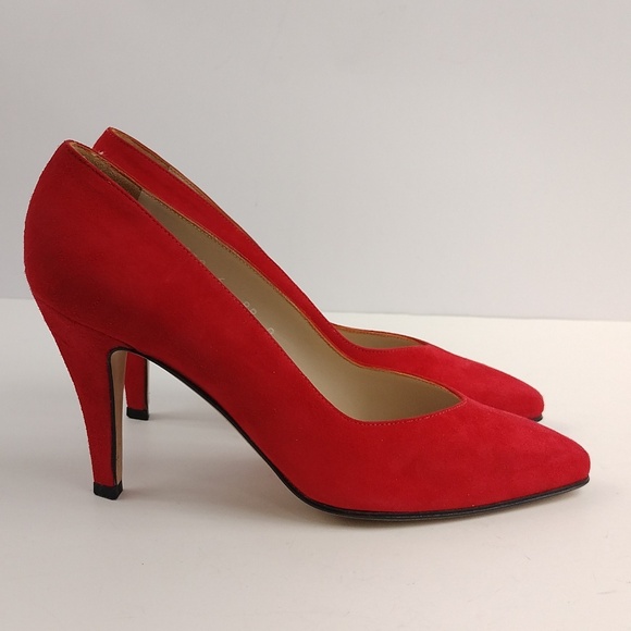 Vintage St John Red Suede Heels - Picture 6 of 12